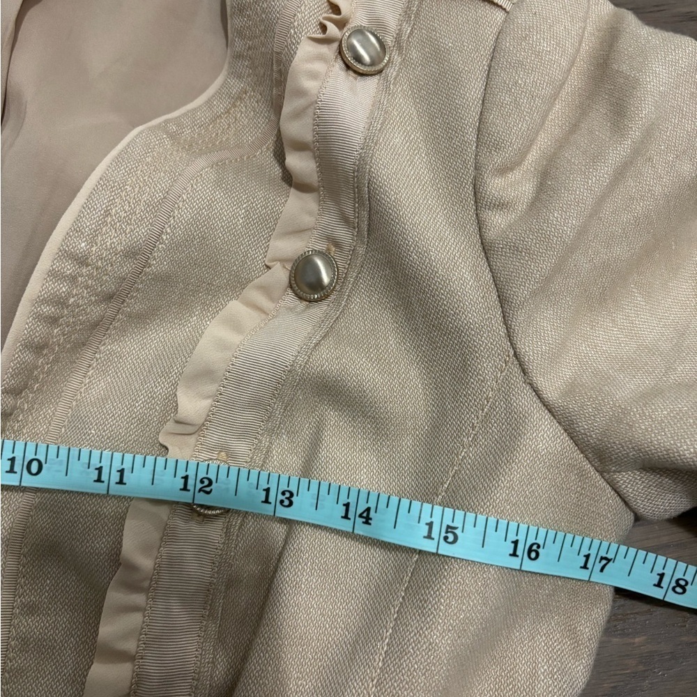 White House Black Market Linen Blend Khaki Jacket Size 6 - Picture 4 of 7